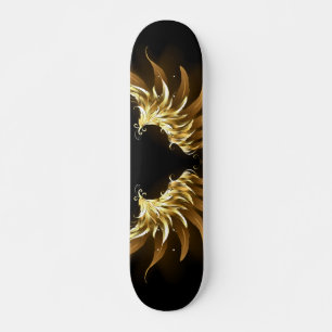 Skateboard Ailes d'Ange d'or sur arrière - plan noir