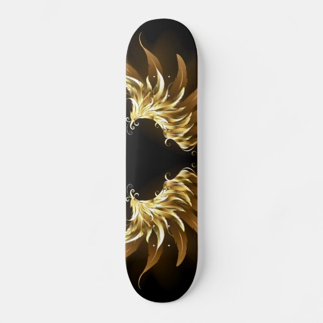 Skateboard Ailes d'Ange d'or sur arrière - plan noir (Recto)