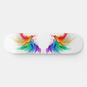 Skateboard Ailes fluffy arc-en-ciel
