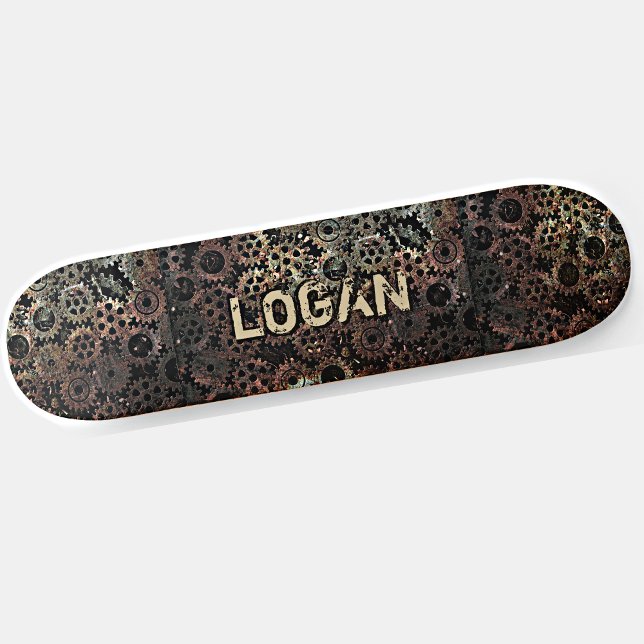 Skateboard Ajouter le nom, Initiales Brown rouille en métal L (Créateur téléchargé)