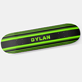Skateboard Ajouter le nom Initiales Grille verte Noir Aspect