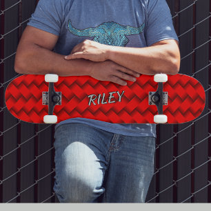Skateboard Ajouter le nom Initiales, Red Woven Hash Motif Ska