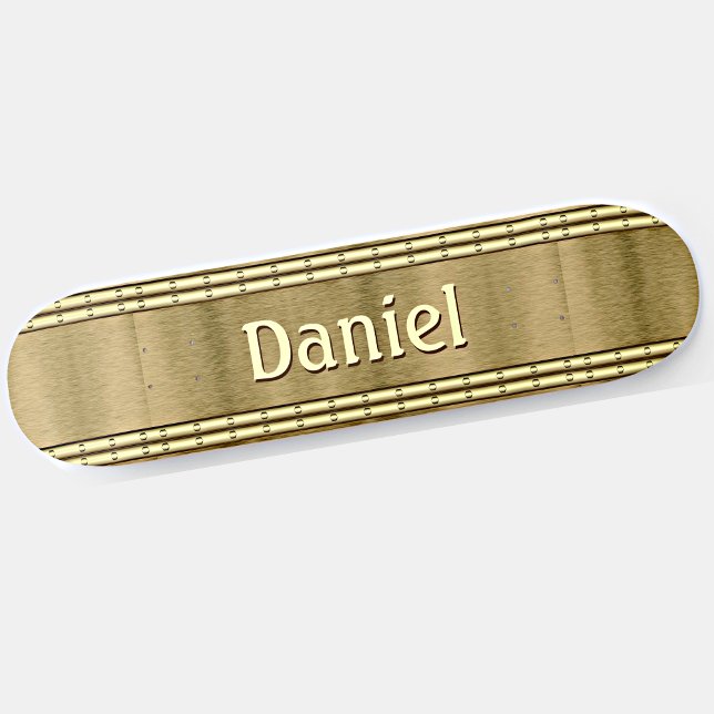 Skateboard Ajouter le nom ou les initiales Métal brossé Patin (Créateur téléchargé)