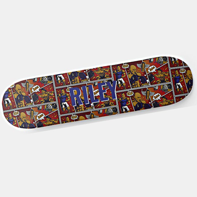 Skateboard Ajouter le nom Pop Art Combook Gym Life Brown Blue (Créateur téléchargé)
