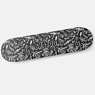 Skateboard Ajouter les initiales de nom, pièces d'auto gris n