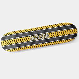 Skateboard Ajouter Nom Initiales, Argent Jaune Flèches Noires