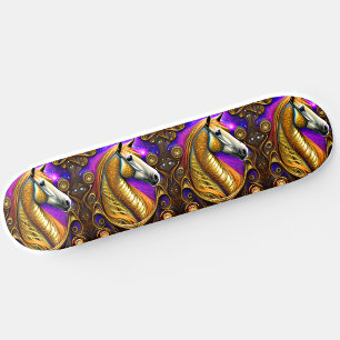 Skateboard Ajouter un nom, Cheval d'or Steampunk