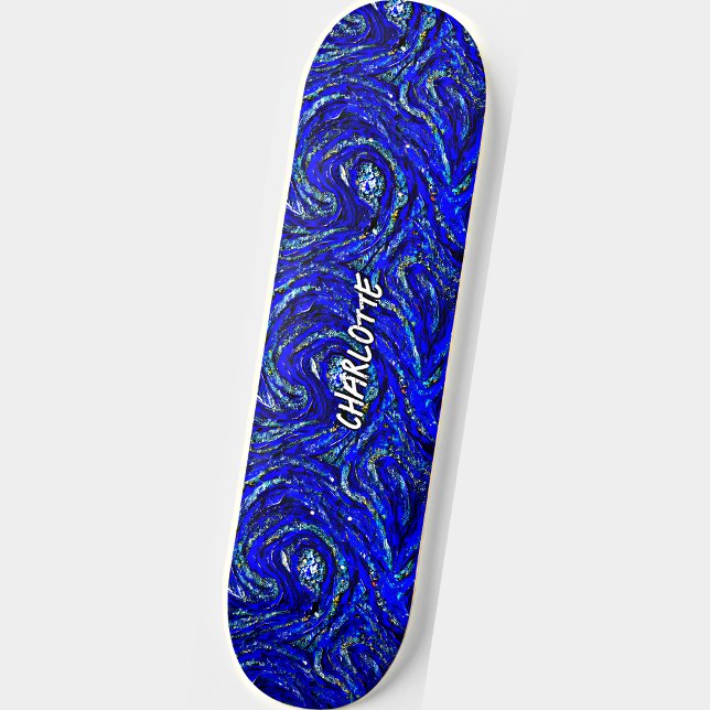 Skateboard Ajouter un nom, des flèches bleues et blanches (Créateur téléchargé)