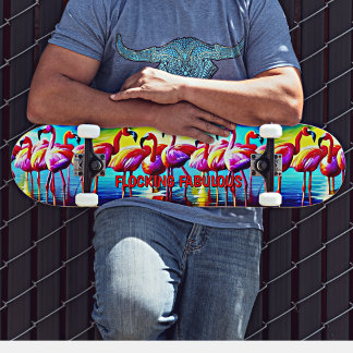 Skateboard Ajouter un nom, Flocking Fabulous Flamant rose ros