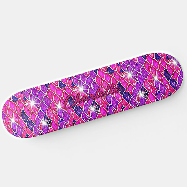 Skateboard Ajouter un nom, Pink Purple Mauve Mauve Écailles d (Créateur téléchargé)