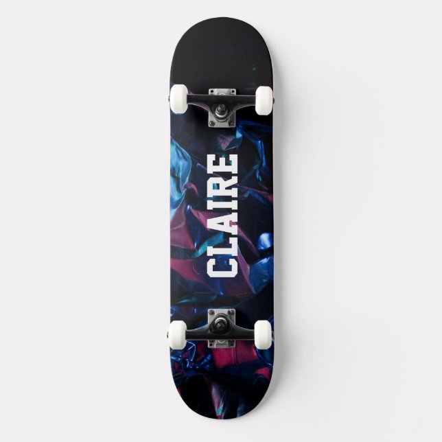 Skateboard Ajouter votre nom Cool noir foncé (Recto)