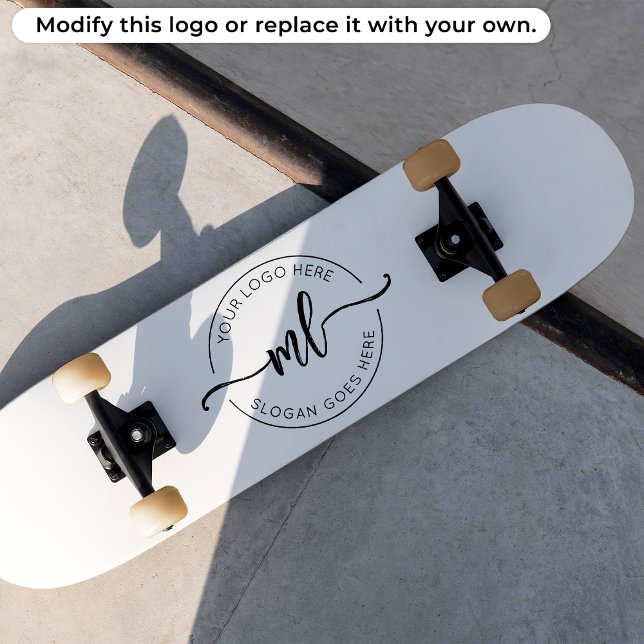 Skateboard Ajoutez Votre Logo Monogramme Initiales Blanc (Créateur téléchargé)