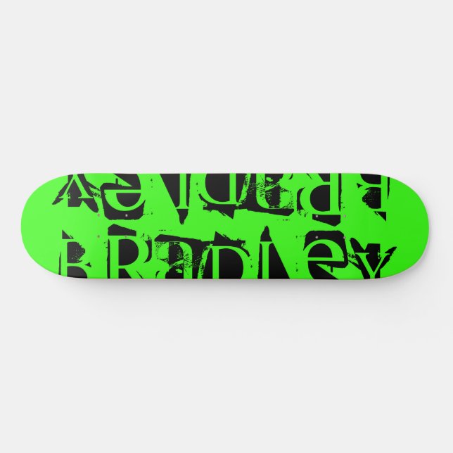 Skateboard Ajoutez Votre Propre Nom Personnalisé Neon Green P (Horz)