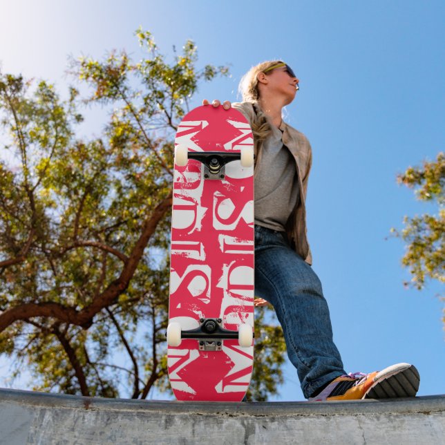 Skateboard Ajoutez Votre Propre Nom Personnalisé Neon Rose Pe (Extérieur 1)