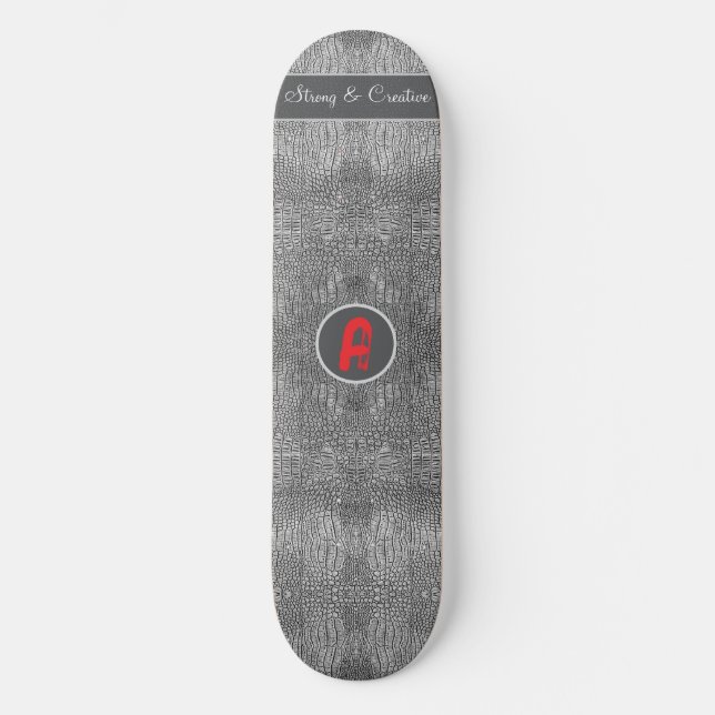 Skateboard Alligator gris Évolutivité en cuir Monogramme pers (Recto)