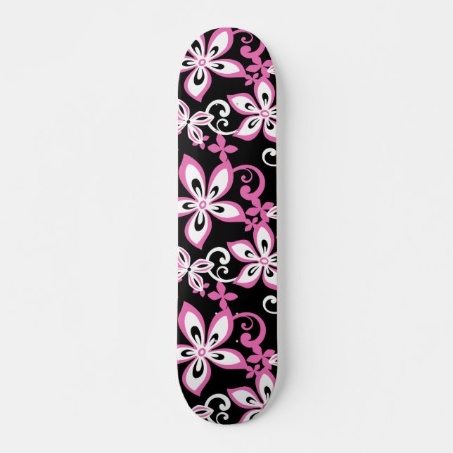 SKATEBOARD ALOHA HAWAII (NOIR/ROSE) (Devant)