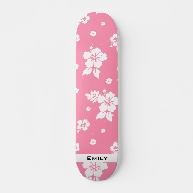 Skateboard Aloha Pink Classic Hawaiian Seamless Pattern (Devant)