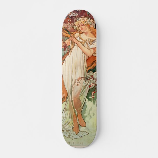 Skateboard Alphonse Mucha, Les Saisons (1896) Le Printemps (Devant)