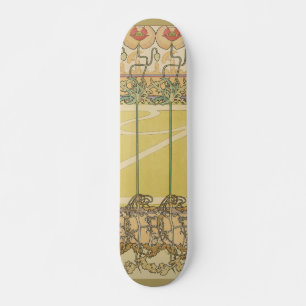 Skateboard Alphonse Mucha Papier Peint Floral Art Nouveau Coq