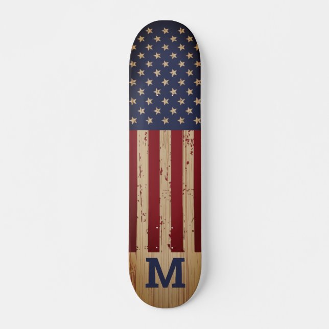 Skateboard American Flag Russe Personnalisé Monogramme (Devant)