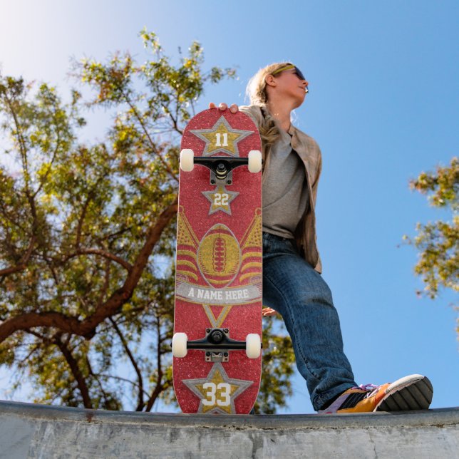 Skateboard American Football Jersey Couleurs Rouge + Parties  (Extérieur 1)