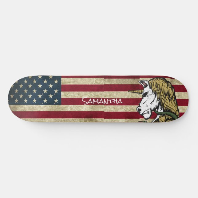 Skateboard American White Unicorn - planche de roulettes pers (Horz)