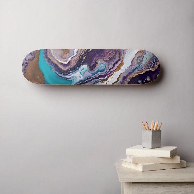 Skateboard Améthyste et Turquoise Abstrait (Art mural (Horz))