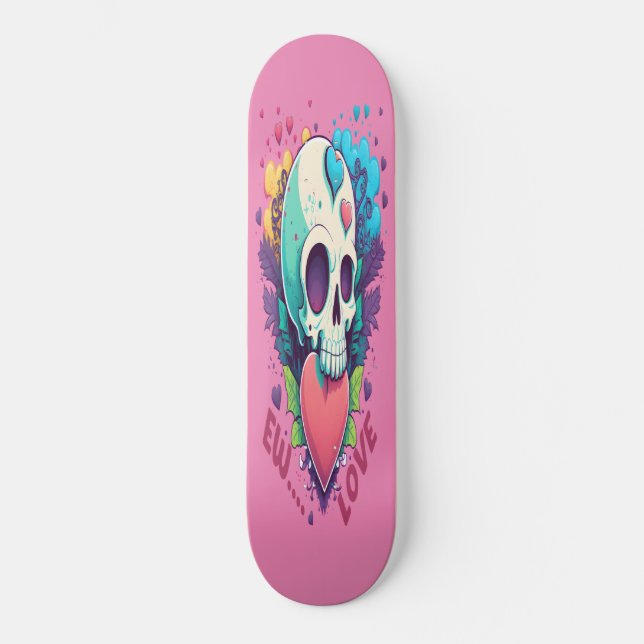 Skateboard Amour Fille Coeur Anniversaire Thème (Recto)