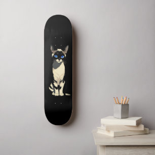 Skateboard Amoureux des chats Siamese Cat Art bleu