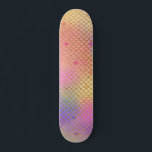 Skateboard Amusant coloré Ombre Pastel Mermaid Motif<br><div class="desc">Cool Pastel Pink,  violet,  Turquoise et orange Ombre Mermaid avec Motif Gold Foil. Cette empreinte amusante de sirène est parfaite pour un cadeau d'anniversaire sous la mer de sirène.</div>