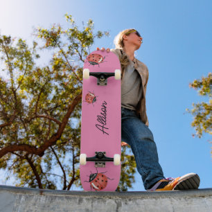 Skateboard Amusant rose Ladybug