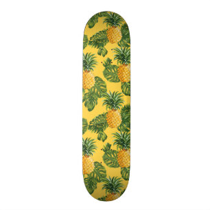 Skateboard Ananas et feuille tropical sur l'or