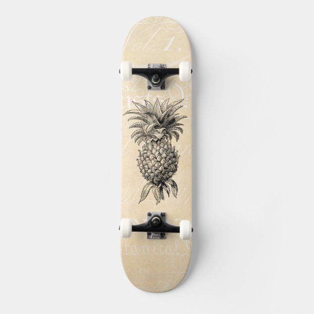 Skateboard Ananas vintages d'illustration d'ananas de 1800s (Recto)
