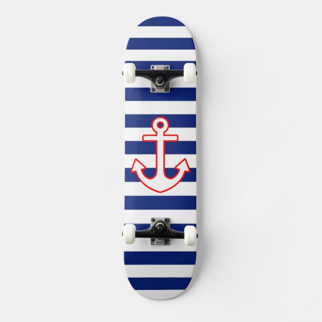 Skateboard Ancre de style nautique sur les bandes (Recto)