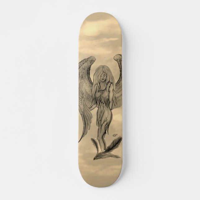 Skateboard Angel en style tatouage (Devant)