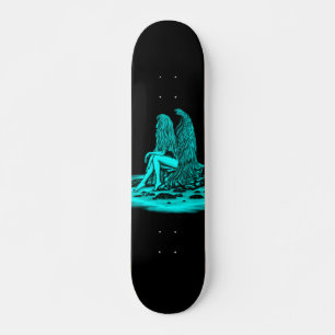 Skateboard Angel, perdu dans la pensée, noir et vert Design