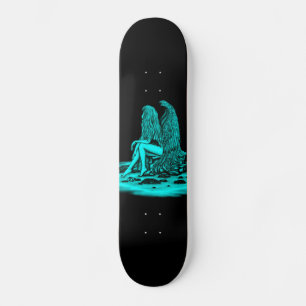 Skateboard Angel, perdu dans la pensée, noir et vert Design