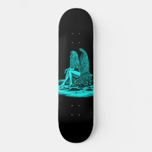 Skateboard Angel, perdu dans la pensée, noir et vert Design