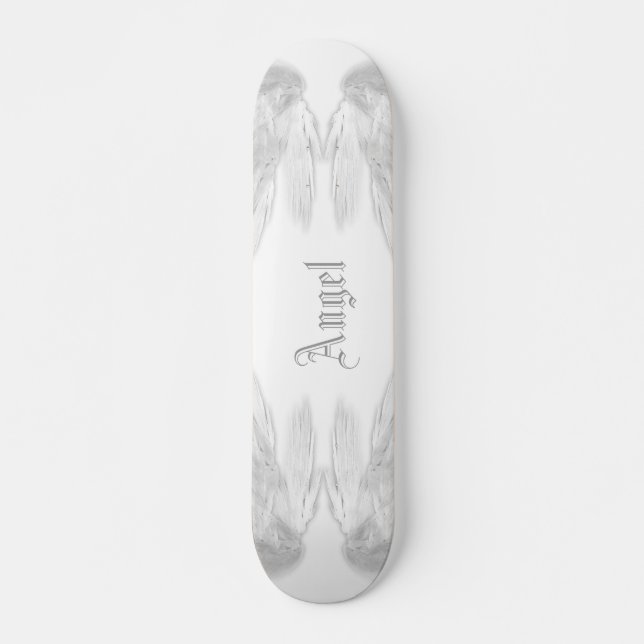 Skateboard ANGEL WINGS White Nom personnalisé (Devant)