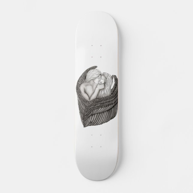 Skateboard Angels Kissing, noir et blanc Design (Recto)