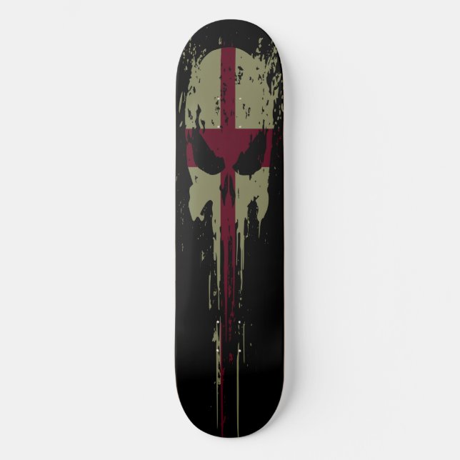 Skateboard Angleterre Crâne Grunge (Recto)