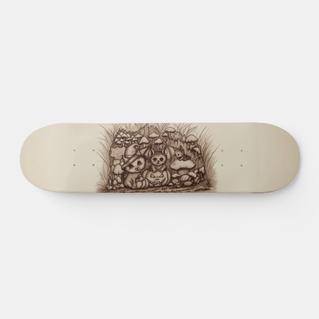 Skateboard Animaux mignons attendant Halloween (Horz)