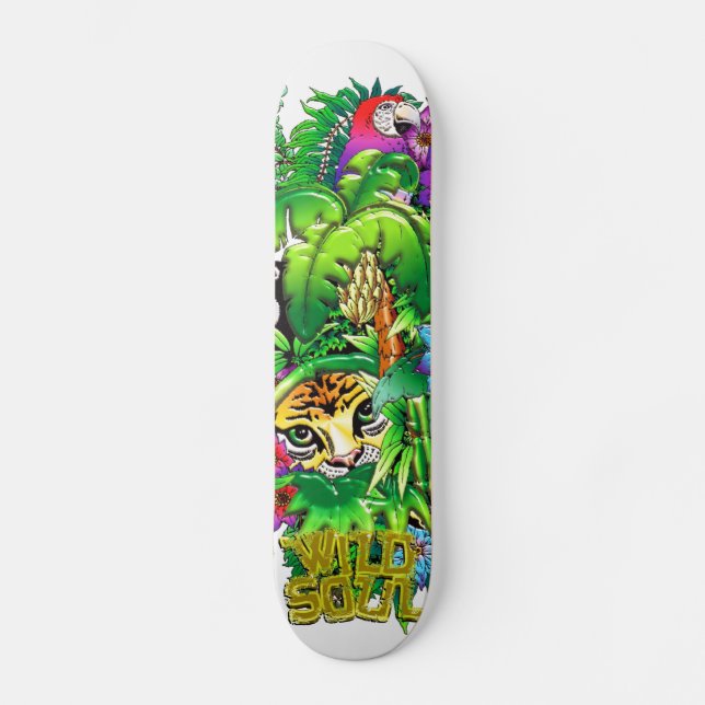Skateboard Animaux sauvages cachés dans la jungle surréelle (Recto)