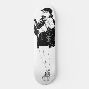 Skateboard Anime Girl Out Sur La Planche De Patinage De Ville