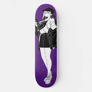 Skateboard Anime Girl Out Sur La Planche De Patinage De Ville