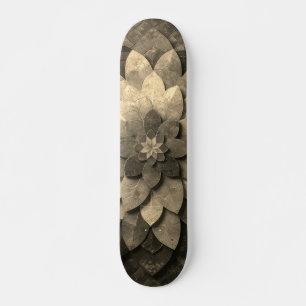 Skateboard Antique Golden Mandala Art Fleur texturée