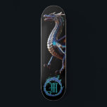 Skateboard *~* AP88 Dragon Turquoise à fibre métallique éléme<br><div class="desc">(Code de recherche AP88 pour trouver des articles similaires ) Transfert facile vers d'autres produits Zazzle. DRAGON Élément Élémentaire avec ANNEAU de FEU / FLAMES / FLAME et MONOGRAMME INITIAL pour votre nom - Conserver ou modifier ou supprimer le texte. Cette Fierce Popular skateboard de tendance chinoise style personnalisé pro...</div>