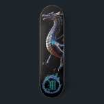 Skateboard *~* AP88 Dragon Turquoise à fibre métallique éléme<br><div class="desc">(Code de recherche AP88 pour trouver des articles similaires ) Transfert facile vers d'autres produits Zazzle. DRAGON Élément Élémentaire avec ANNEAU de FEU / FLAMES / FLAME et MONOGRAMME INITIAL pour votre nom - Conserver ou modifier ou supprimer le texte. Cette Fierce Popular skateboard de tendance chinoise style personnalisé pro...</div>