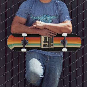 Skateboard Appareil photo rétro avec impression arc-en-ciel