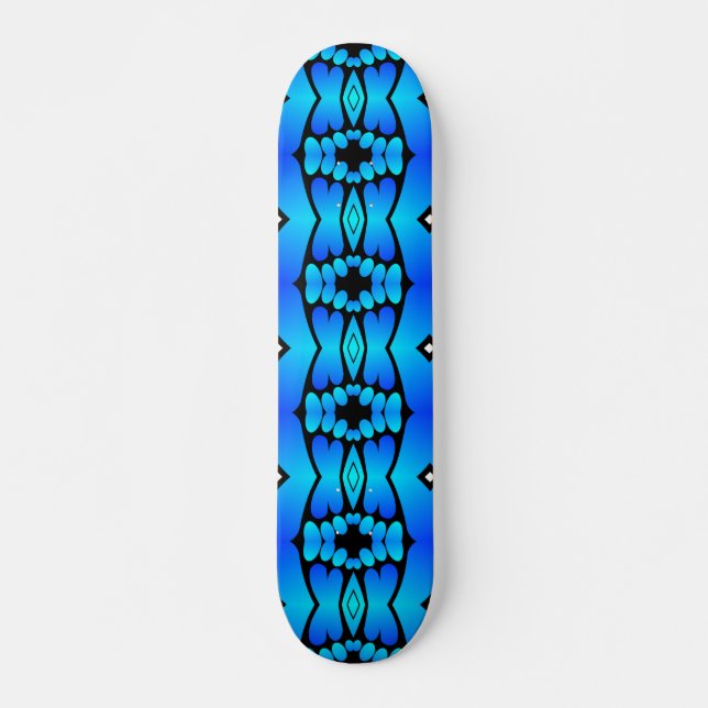 Skateboard Aqua bleu électrique noir géométrique (Devant)